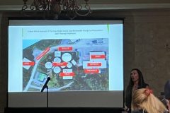 Jessica McWilliams presents on Econward's thermal hydrolysis technology to separate organics from recyclables